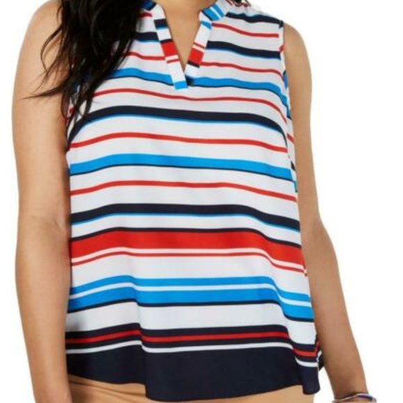Women's Sleeveless Striped Blouse 3X Charterclub - Picture 1 of 9
